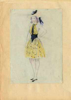 Ванециан Арам Врамшапу. Эскиз костюма. Девушка в желтом платье 